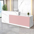 Reception Desk with Counter Modern Checkout Counter with Lockable Drawer Keyboard Tray Receptionist Desk for Office Salon Reception Table P Right 71inch/180cm