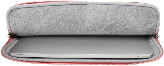 RAINYEAR 15.6 Inch Laptop Sleeve Protective Case PU Suede Leather Zipper Padded Cover Water Resistant Carrying Bag Compatible with 15.6" Notebook Computer Chromebook(Coral)