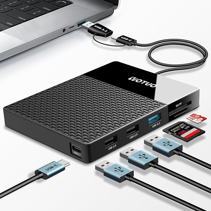 Portable 750GB Docking Station External Hard Drive, USB C Multiport Hub HDD 7-in-1, USB 3.0, SD/TF Card Reader, for Windows, Mac, Android, TV, Phone, Laptop, Desktop