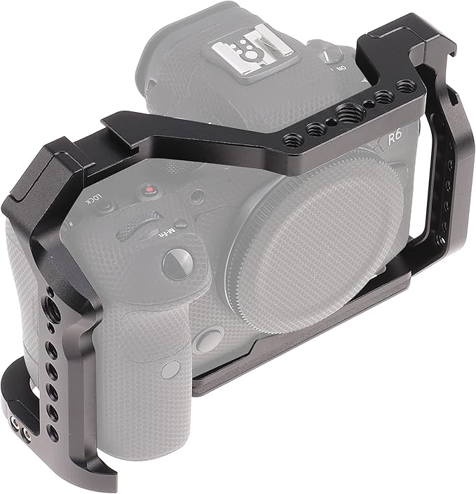 Hersmay R5 R6 Cage with Top Handle,Aluminium Alloy Camera Cage for Canon EOS R5 R6 Mirrorless Cameras, Vlogging Video Shooting Filmmaking Rig Stabilizer with 1/4" Mounting and 3/8" Arri Locating Hole