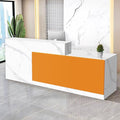 Reception Desk with Counter Modern Checkout Counter with Lockable Drawer Keyboard Tray Receptionist Desk for Office Salon Reception Table U Right 47inch/120cm
