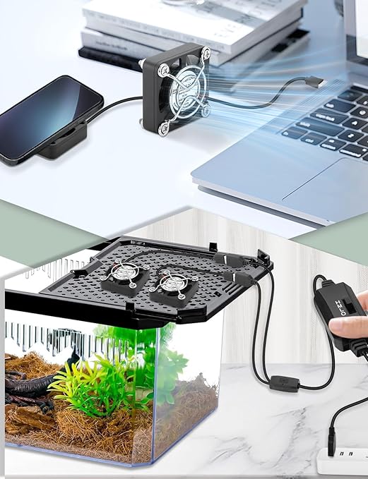 2 Packs USB Fan 40mm x 10mm DC 5V Mini Cooling Brushless Box Fan for Computer Terrarium PlayStation PC Case Xbox Welding Helmet Aquarium Router
