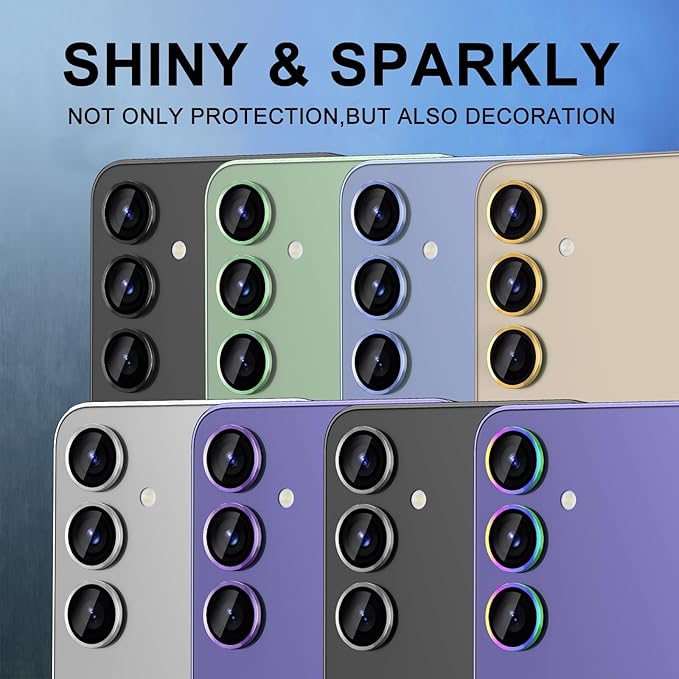 for Samsung Galaxy S25 Camera Lens Protector, Individual Metal Ring Tempered Glass Lens Cover, [Strong Adsorption] Scratch Resistant Ultra-Thin HD Clear Lens Cover, 1 Set-Blue Ring
