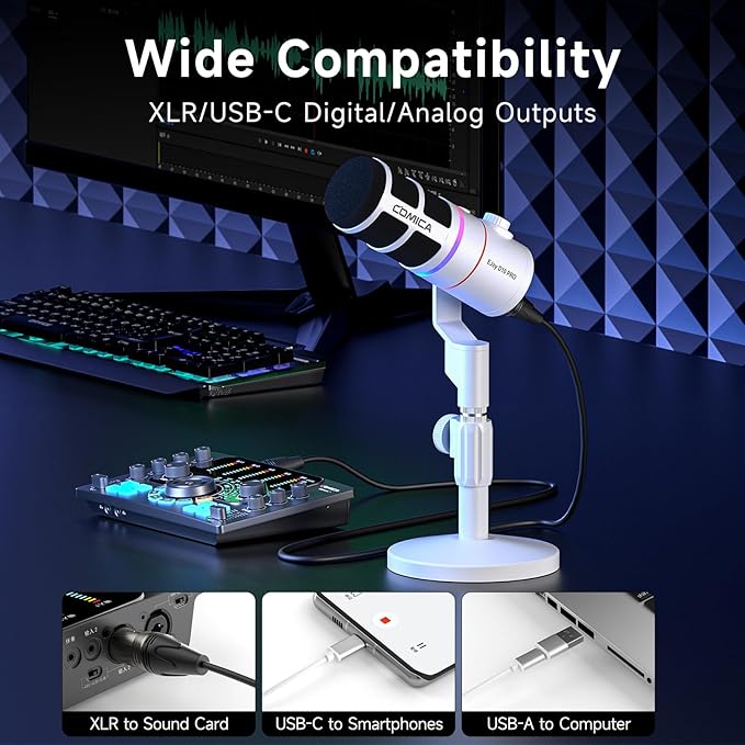 EJoy D10 PRO Wireless USB Gaming Microphone – RGB Dynamic Mic - Image 3