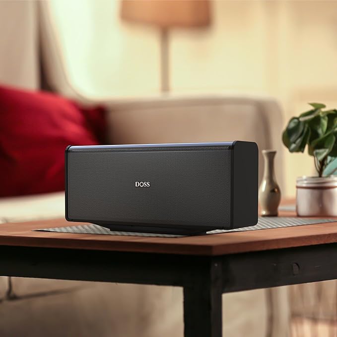 DOSS SoundBox Ultra Bluetooth Speaker with 2.1 Channel Audio, 80W Superior Sound with Deep Bass, Two DSP Technologies, 18H Playtime, BT 5.3, Wireless for Home, Office, Room-Black