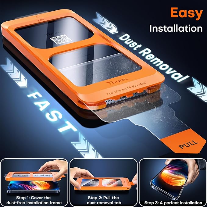 TOCOL for iPhone 14 Pro Max Privacy Screen Protector Tempered Glass Full Coverage Screen Protector Easy Installation 2 Pack