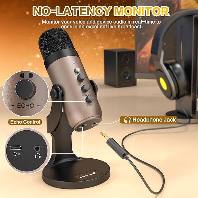 ZealSound USB Microphone, Condenser Computer PC Mic, Plug&Play Gaming - Image 4