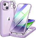 Miracase Designed for iPhone 14 Case 6.1 inch, [Built-in Tempered Glass Screen Protector] [Bubble Free] Full-Body Protective Bumper Phone Case with Camera Lens Protector, Purple