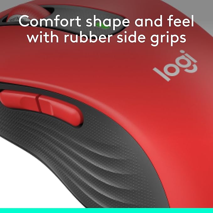 Logitech Wireless Mouse Signature M650 L Full Size - Large Hands, 2-Year Battery, Silent Clicks, Customizable Buttons, Bluetooth, PC/Mac/Chromebook - Classic Red, Right-Handed, Large