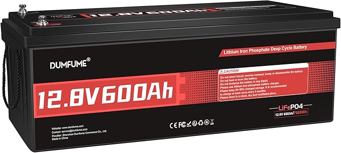 12V 600Ah LiFePO4 Battery, Built-in 200A BMS, 7680Wh Energy 10000+ Deep Cycles Rechargeable 12 Volt Battery Perfect for RV, Solar System, Off Grid, Home Energy Storage