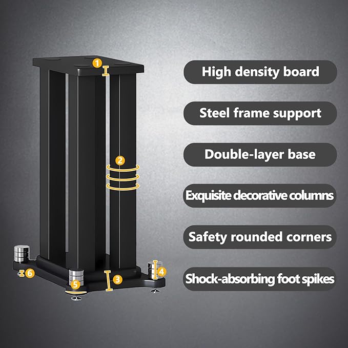 A Pair of Speaker Stands, Bookshelf Speaker Stand Steel Frame Support for Speakers up to 40 kg, Vibration-Absorbing MDF Design, Universal Speaker Stand Improves Sound Quality (40cm/15.7in)