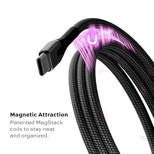 Statik MagStack Pro USB C to USB C Cable, Clutter-Free Magnetic Type C Charger Fast Charging Cord, Magnetic Charging Cable, Compatible with 16 Pro Max, 15, Galaxy S21 S20 Ultra, 100W 6FT/2M