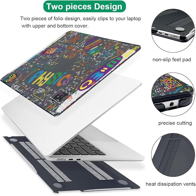 Compatible with MacBook Air 13.6 Inch Case A3240 M4 A3113 M3 A2681 M2 Chip 2025 2024 2023 2022 Release, Crystal Black Pattern Plastic Hard Shell Cover for Mac 13.6 M4, Physical Chemistry