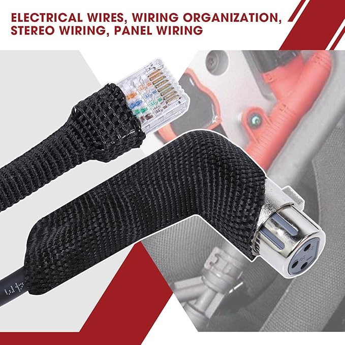 Heat Shrink Wire Loom 2:1 Shrinkable Braided Cable Sleeve 1-3/8 Inch ID-46ft Abrasion Protection Flexibility Fabric Wiring Harness Cover Sheath