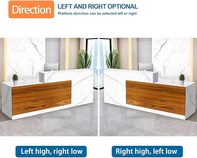 Reception Desk with Counter Modern Checkout Counter with Lockable Drawer Keyboard Tray Receptionist Desk for Office Salon Reception Table M Right 51inch/130cm