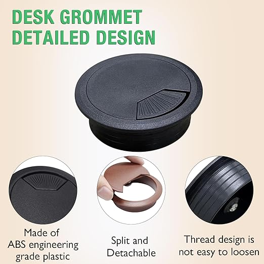 5 Pcs Desk Grommet 2-1/16" / 53 mm, Desk Cord Hole Cover, Cable Grommet ABS Plastic, Desk Hole Grommet for Home & Office Pc, Detachable Adjustable Cable Cord Organizer-Silvery