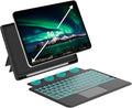 Touch for iPad 9th/8th/7th Generation Case with Keyboard 10.2 Inch, Multi-Touch Trackpad, 7 Color Backlit, Detachable Magnetic Folio Cover with Pencil Holder for iPad Air 3rd Gen/iPad Pro 10.5" Black
