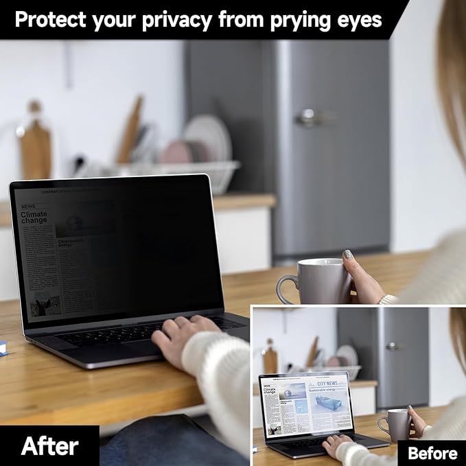 2 Pack Privacy Screen Compatible with MacBook Air 15 Inch Screen Protector (2023-2025, M2, M3, M4 Chip), Anti Blue Light Glare & Anti Scratch Computer Privacy Shield for Mac Air 15.3"