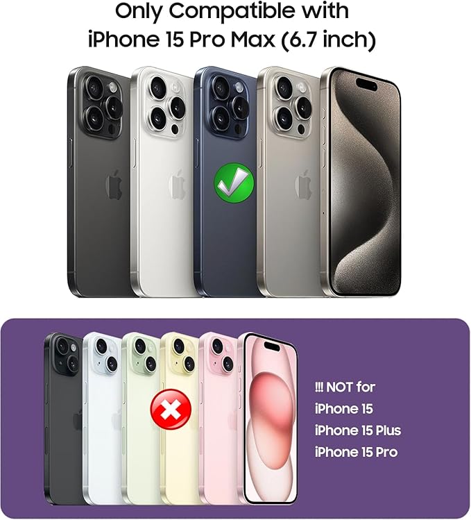 Magnetic for iPhone 15 Pro Max Case [Compatible with MagSafe][Built-in Camera Lens Protector] Slim Soft Silicone Bumper Shockproof Metallic Luster Phone Case (Purple)