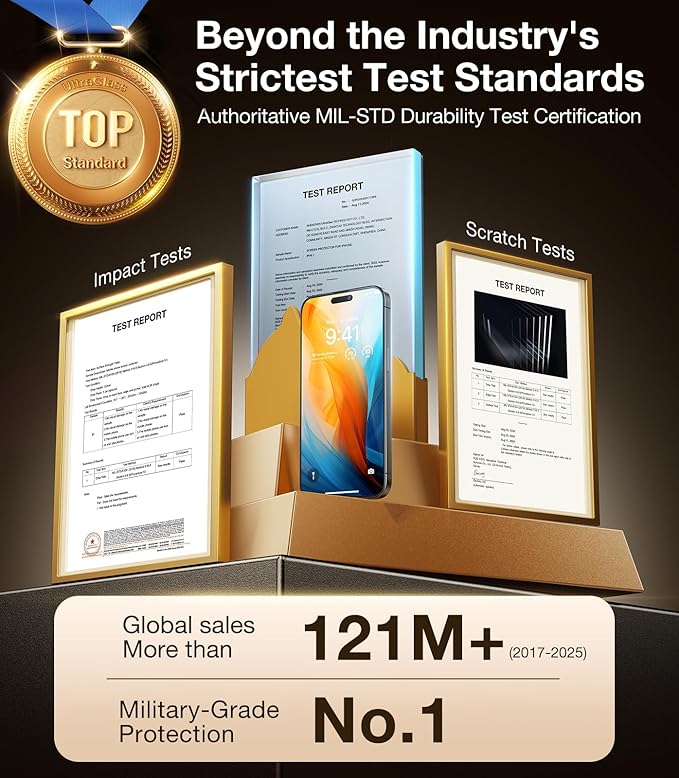 UltraGlass Unbreak Top 9H+ Glass for iPhone 16 Pro Screen Protector 6.3" (12FT Military Grade Shatterproof) Screen Protector 16 Pro Tempered Glass (Longest Durable) Full Coverage 16Pro, 2 Pack