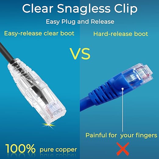 Rapink Patch Cables Cat6/ Cat6a 14ft (24 Pack) Slim, Cat6a Ethernet Patch Cable 10G Support, Snagless Cat 6 Patch Cable for Patch Panel to Switch, Flexiable Cat6 Ethernet Cable Black