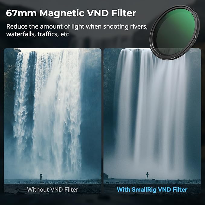 SmallRig 5-in-1 Magnetic 67mm Lens Filter Kit: VND + CPL + Black Mist 1/4 + Threaded Adapter Ring + Magnetic Lens Cover + Storage Bag + Cleaning Cloth, Magnetic Filter Set for Phone Camera Lens - 4726