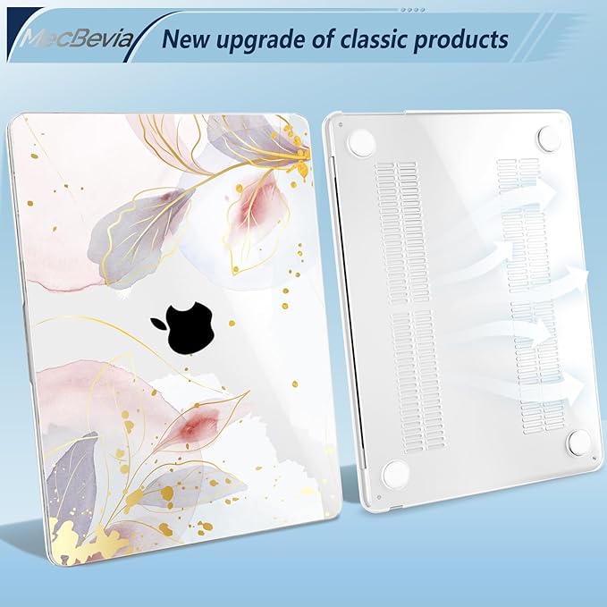 Compatible with MacBook Air 15 inch Case, M4 A3241/M3 A3114/M2 A2941 (Released 2025 to 2023), Hard Shell, Keyboard Cover, Screen Protector, Webcam Cover & Type-C Adapter, Vector Flower