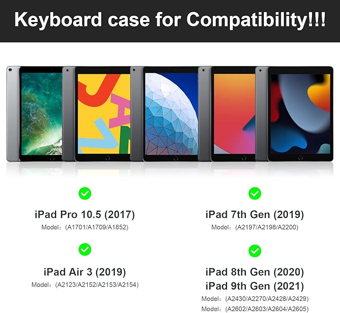Black Keyboard Case for iPad Air 11 2024 and iPad Pro 11inch 2022-6th / 2021-5th / 2020-4th / 2018-3rd Generation – Magnetic Keyboa (Bright Color)