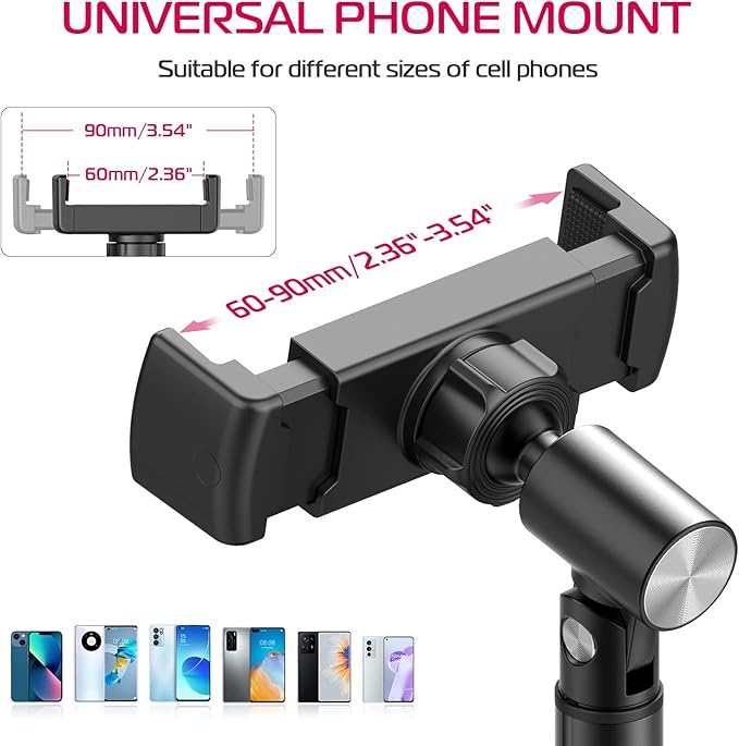 ULANZI Cell Phone Stand Mount for Desk, Vijim HP004 Adjustable Height & Angle Phone Holder, 360 Degree Rotating Desktop Phone Stand Compatible with iPhone, Samsung and All Phones