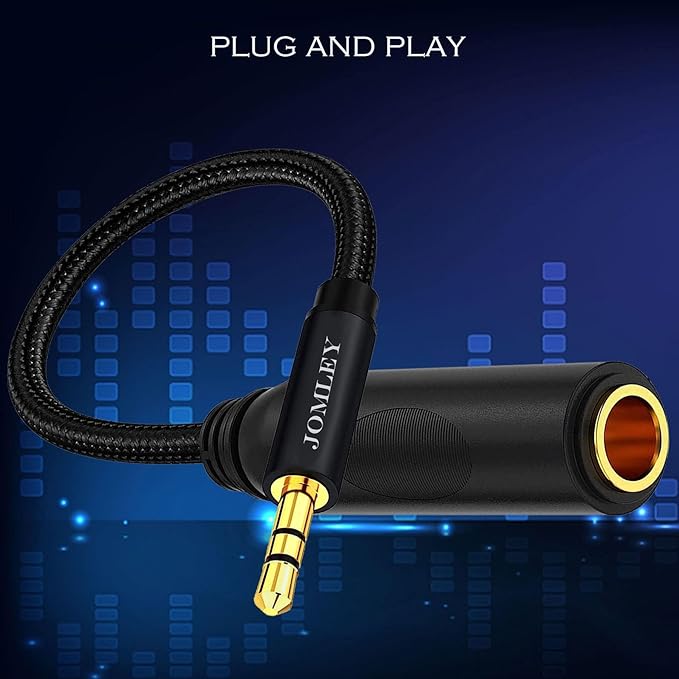 1/4 to 3.5mm Adapter, TRS 6.35mm Female to 3.5mm Male Headphone Adapter, 1/4" Female to 1/8" Male Stereo Audio Cable Adapter for Headphones, Amplifiers, Guitar, Amp - 1 ft