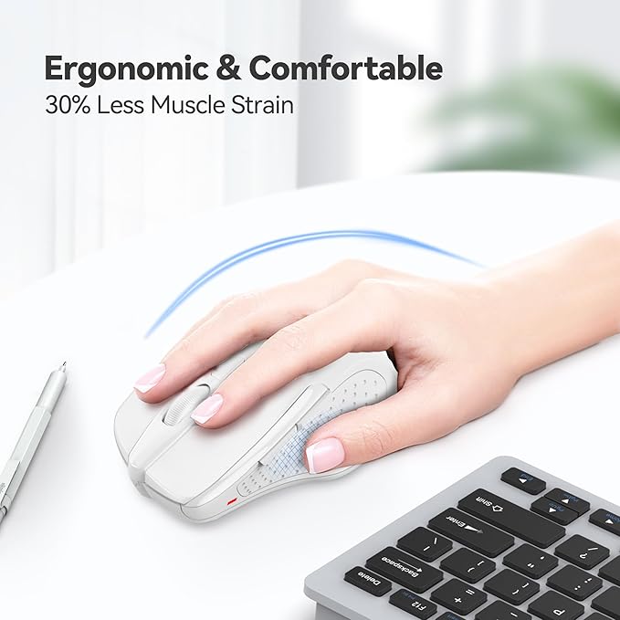 TECKNET Wireless Mouse, 2.4G Ergonomic Optical Mouse, Computer Mouse for Laptop, PC, Computer, Chromebook, Notebook, 6 Buttons, 24 Months Battery Life, 4000 DPI, 6 Adjustment Levels