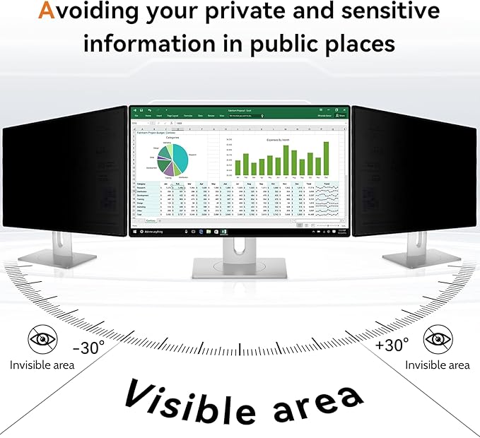 27 Inch Computer Privacy Screen for 16:9 Aspect Ratio Widescreen Monitor - Removable Anti Glare Blue Light Filter, Computer Privacy Shield