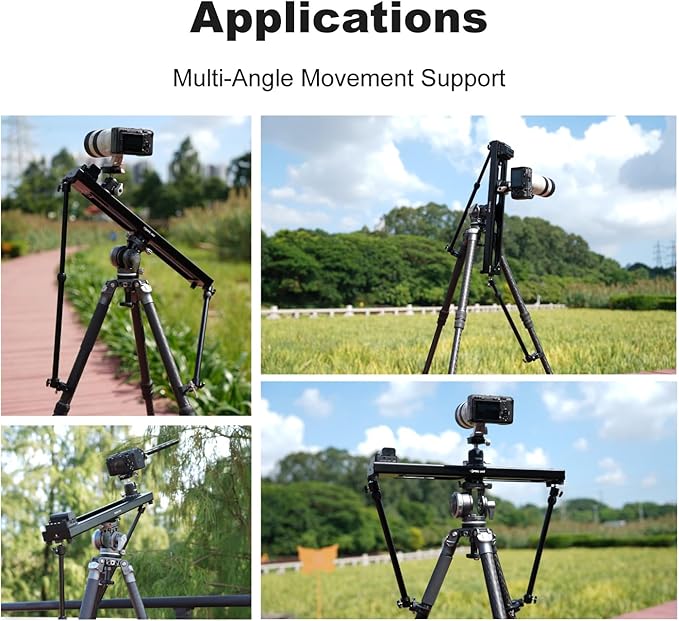 Accsoon Camera Slider Support Arm(2 Arms in), Adjustable Tripod Stability Arm for Increasing Stability in Aluminum Alloy Extendable Pole for Slider Rail Track with C Clamp and Ballhead