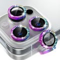 Choiche Compatible for iPhone 16 Pro/iPhone 16 Pro Max Camera Lens Protector Bling, 9H Tempered Glass Camera Cover Screen Protector Metal Ring Decoration Accessories (Glitter-Colorful)