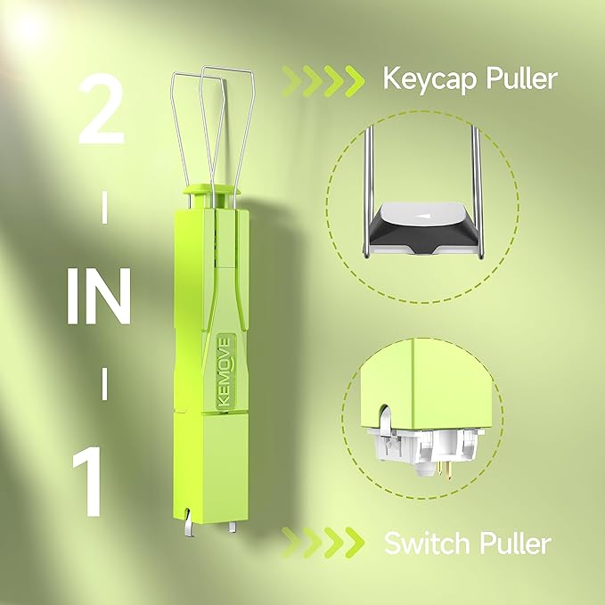 KEMOVE P10 2-in-1 Switch Puller Keycap Puller for Mechanical Keyboard, 304 Stainless Steel Key Switch Keycap Puller, Easily Remove and Replace Gaming Keyboard Switches and keycaps - Green