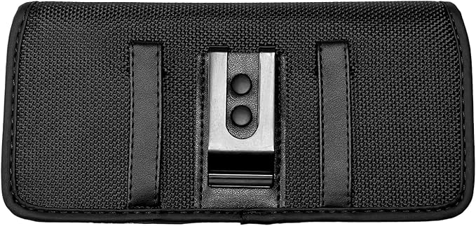 Nylon Cellphone Holster for iPhone SE (4.7"), iPhone 5, 5S - Horizontal Case Canvas Waist Carrying Pouch with Belt Clip/Loops, Black