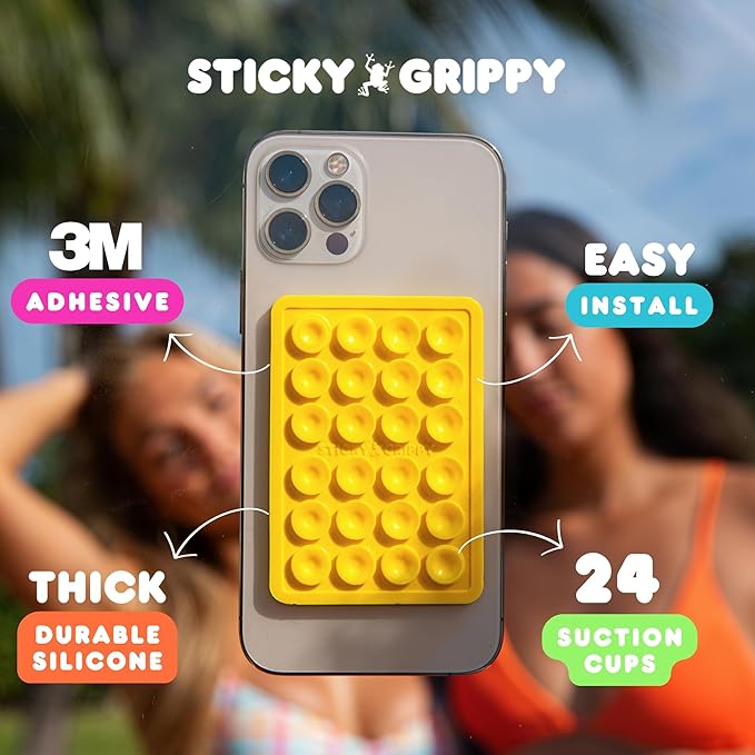 Suction Phone Case Mount, Sillicon Adhesive Phone Accessory for iPhone and Android, Hands-Free Fidget Toy Mirror Shower Phone Holder, Tiktok Videos and Selfies (Blue)
