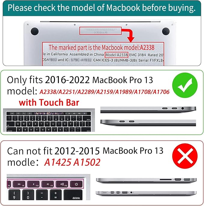 Teryeefi Compatible with MacBook Pro 13 inch Case 2022 2020-2016 Release Model: - Image 2
