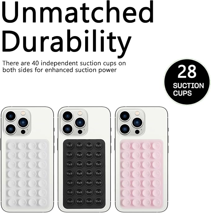 Silicone Double-Sided Suction Cup Phone Case Detachable Mount, Fidget Sticky Phone Grip Hands-Free Phone Accessories for Selfies & Videos, Trending TikTok items for iphone & Android(3.74"x2.2", White)
