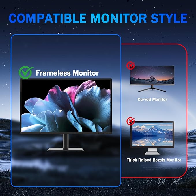 [2 Pack] Magnetic Computer Privacy Screen Filter 27 Inch for Frameless Monitor 16:9 Aspect Ratio, Removable Anti Glare Blue Light Protector, Double Sided Reversible Eye Care 27in Film