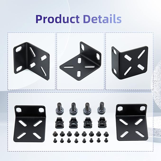 Rack Mount Kit for 17.3 inch Switches, Adjustable Rack Ears for Buffalo Tech, Cisco, NETGEAR,Dell, D-Link, Linksys and TRENDnet Products, Adjustable Hole Distance 14-29mm