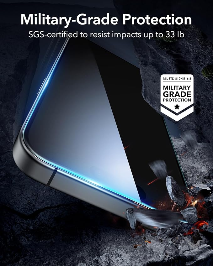 ESR 3 Pack for iPhone 16 / iPhone 15 Screen Protector, [9H Hardness] [Military Grade Shatterproof] Full Coverage Tempered Glass Film with Easy Installation Tool, HD Clear, Scratch Resistant