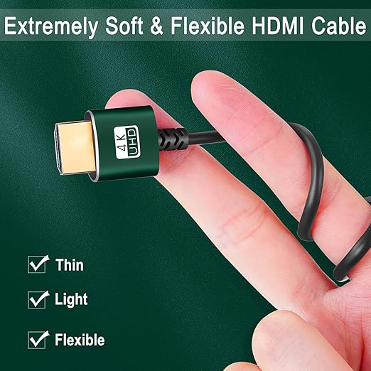 Thin HDMI to HDMI Cable 25FT 2 Pack, Ultra Slim & Flexible HDMI Cord Supports High Speed 4K@60Hz 18gbps 2160p 1080p
