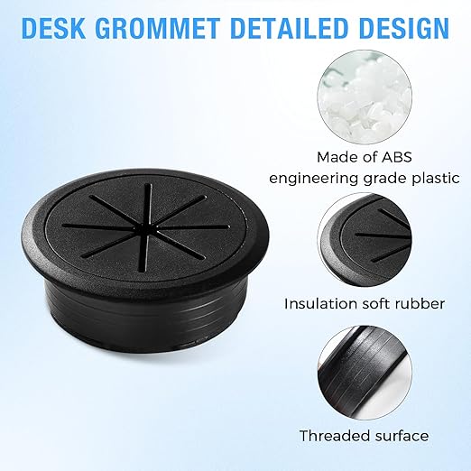 Desk Grommet 2" (50 mm), Desk Hole Cover for Cables Coffee, Cable Grommet ABS Plastic, Desk Hole Grommet for Office and Home Table Cable, Detachable & Flexible Cable Cord Organizer-8 Pcs