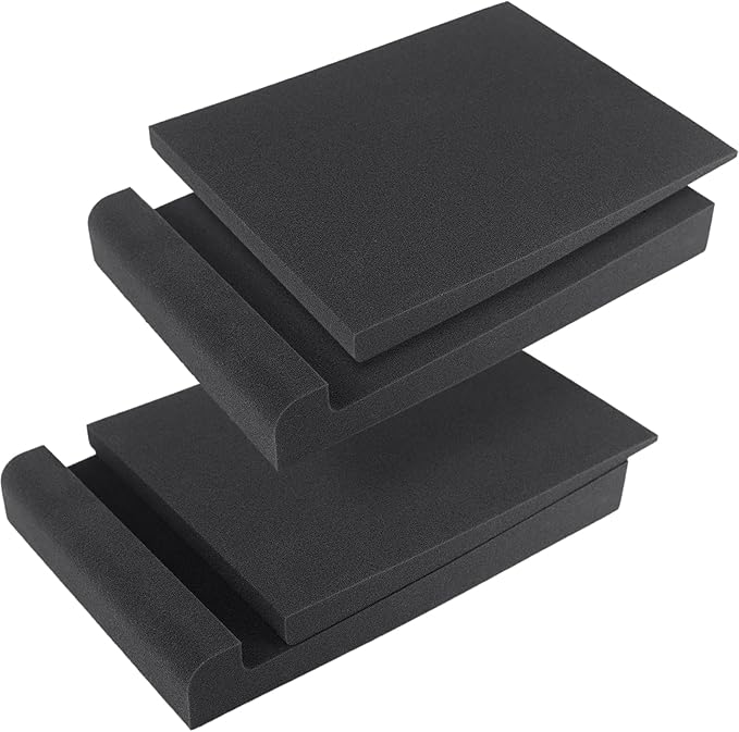 JBER 2 Pack Acoustic Isolation Pads, Studio Monitor Speaker Isolation Foam Pads, High Density Acoustic Foam Suitable for 5" Inch Speakers for Sound Improvement Prevent Vibrations