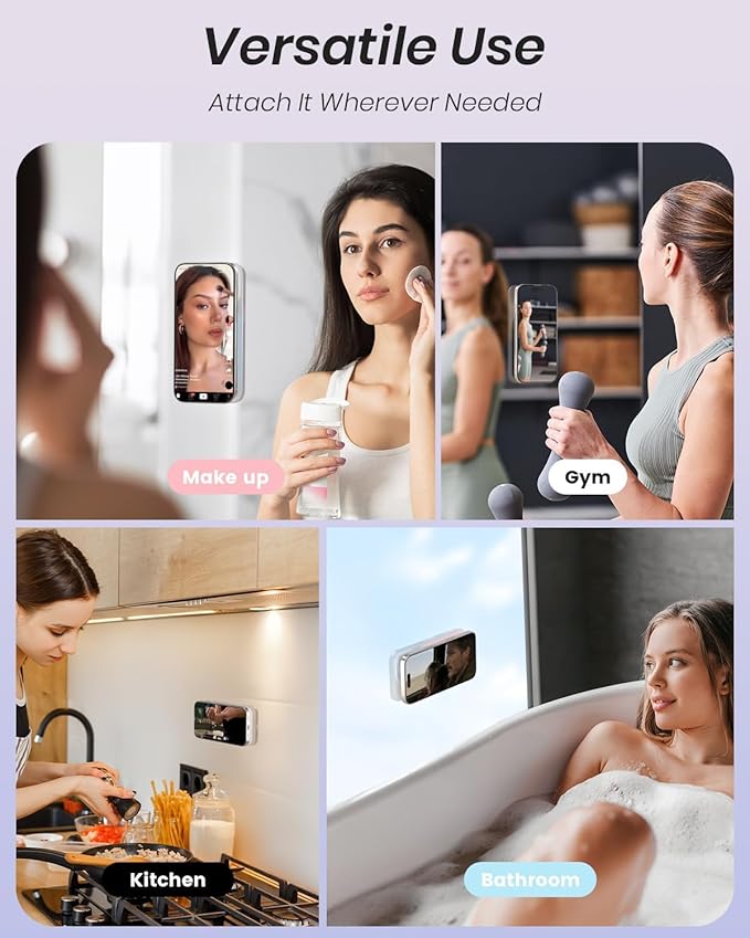 2Pack Magnetic Suction Phone Mount for MagSafe Case, Sticky Phone Grip Holder for iPhone, Removable Hands-Free Selfie/Video for TikTok Influencers, Women Girl Teen Gift, Light Pink & Classic White