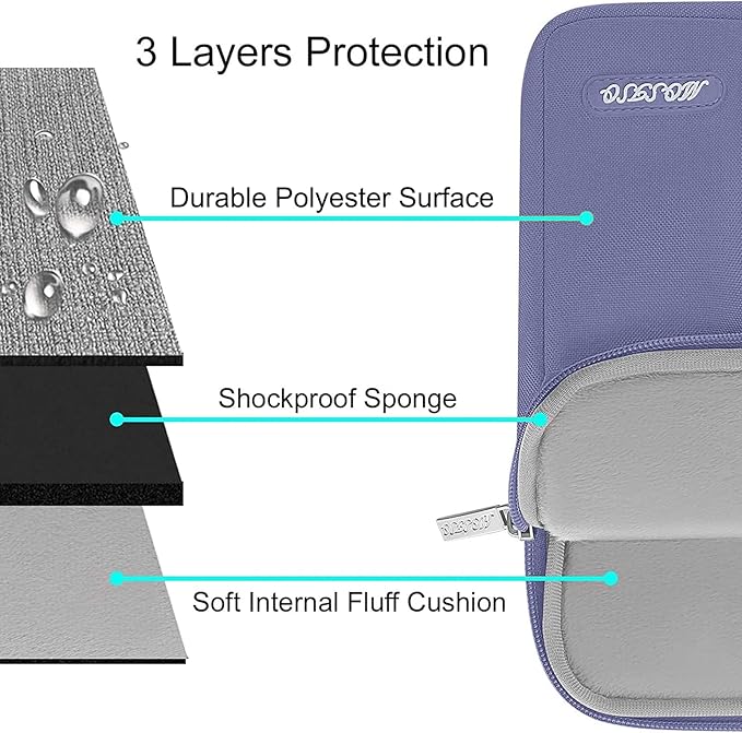 MOSISO Laptop Case 13 inch, 13 inch Laptop Sleeve Compatible with MacBook Air M4 M3 M2 M1 2025-2018 / Pro M2 M1 2025-2016, Polyester Vertical Computer Sleeve Bag with Pocket, Lavender Gray