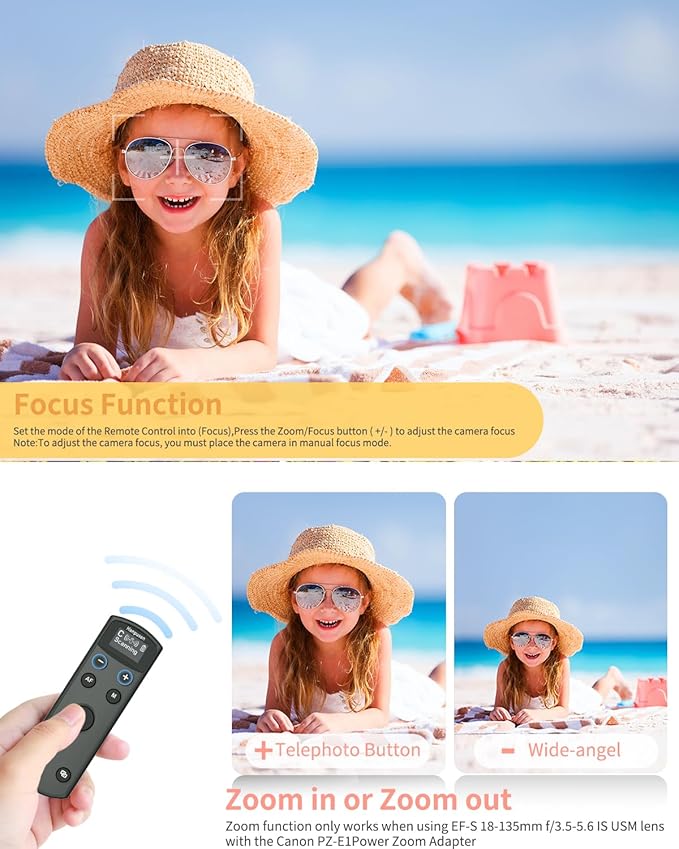 Hanpusen Rechargeable Camera Remote Control for Canon - Wireless Shutter Release with OLED Screen Compatible with R8, R6 II, R100, R50, R10, M50, SL3, R3, R5, R6, RP, R;Replaces Canon BR-E1(Black)