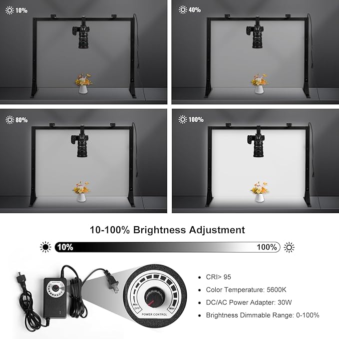 Overhead Camera Desk Mount Rig with 5600K Continuous LED Lighting - Top-Down Shooting Stand for Product Photography, Live Streaming - Universal Fit for DSLR, Mirrorless Cameras & Smartphones