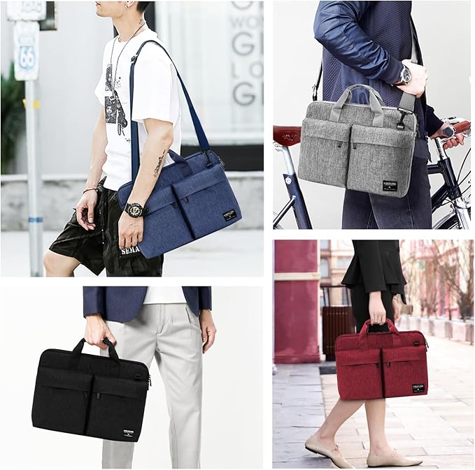KINGSLONG 14 inch Laptop Bag with Shoulder Strap, Messenger Bag,Slim Computer Carrying Case Notebook Handbag for Men Women Fit for Acer Asus Lenovo HP Toshiba, Gray